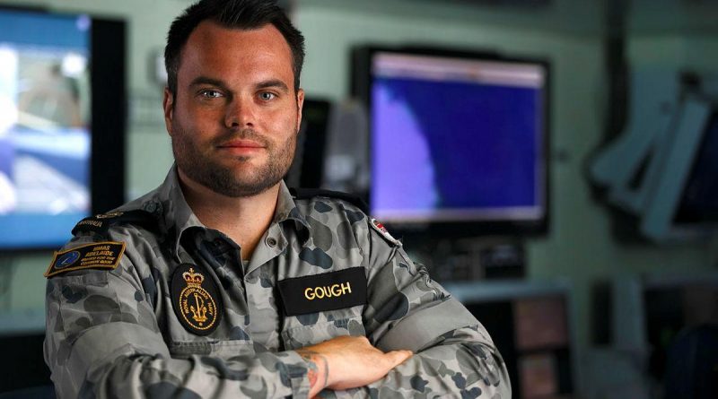 Former apprentice carpenter Leading Seaman Leigh Gough deployed in HMAS Adelaide on Operation Fiji Assist 20-21. Photo byDustin Anderson.