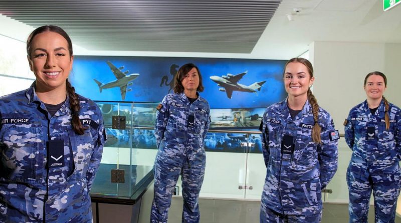 Personnel from No. 36 Squadron's orderly room, from left, Leading Aircraftwomen Jarla Pyle, Pinar Girca, Abbey Patterson and Corporal Cass Williamson at RAAF Base Amberley. Photo by Corporal Brett Sherriff.