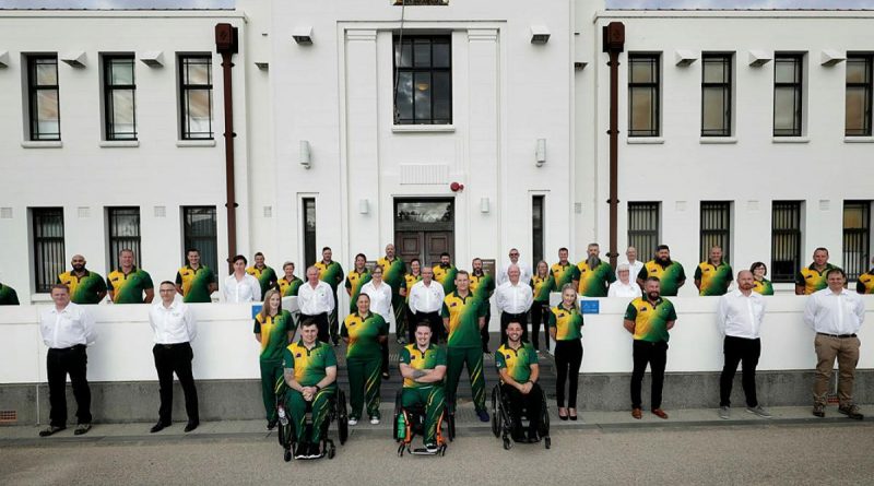 Competitors and staff of the Australian 2020 Invictus Games team at Torrens parade grounds, Adelaide. Photo: Leading Seaman Jayson Tufrey