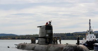 HMAS Sheean comes alongside at Beauty Point, Tasmania, in the first of a series of port visits in the state. Photo by Leading Seaman Nadav Harel.