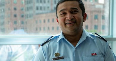 Aviation safety assurance officer Flight Lieutenant Soumya 'Sam' Chowdhury at the Defence Aviation Safety Authority office in Melbourne, Victoria.