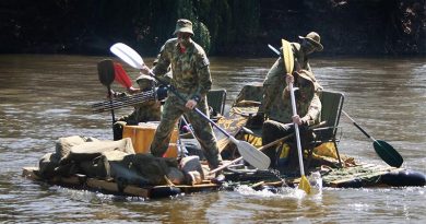 Australian Army trainees from the RAAF School of Technical Training compete in the 'World Championship Gumi Race' in Wagga Wagga, NSW, 2015. Photo by WO2 Trevor Thompson.