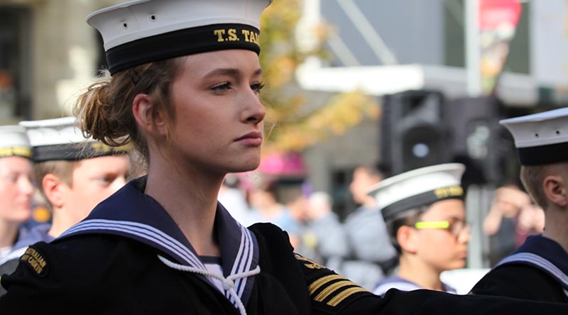 Australian Navy Cadets march through the streets of Launceston. Photos by Helen Patronis.