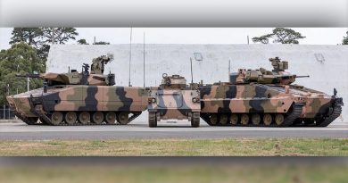 Rheinmetall's KF41 Lynx, left, and Hanwha's Redback, dwarf the M113 APC one of them will replace. Defence image.