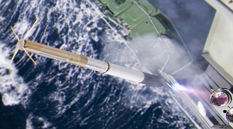 HMAS Darwin conducts a Nulka active missile decoy firing. Photo by Able Seaman Sarah Williams.