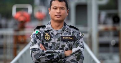 Leading Seaman Pairat Boonrod in HMAS Sirius during a deployment to the north-east Indian Ocean and South-East Asia. Photo by Leading Seaman Thomas Sawtell.