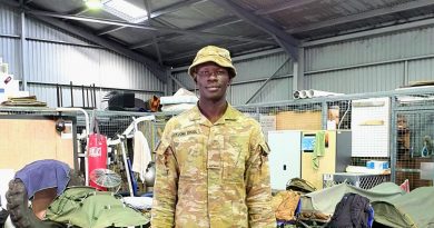Private John Mckuong Dhuol from the 7th Combat Signal Regiment is supporting Operation NSW Flood Assist at Port Macquarie on the NSW Mid North Coast.