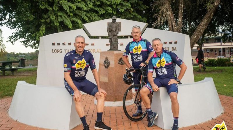 Captain Mark Beretta, left, Major Cameron Stephenson and Lieutenant Colonel Reg Crawford (retd) took part in this year’s Tour de Cure cancer charity ride.