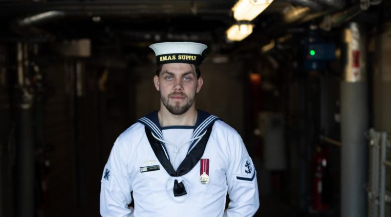 Leading Seaman Dion Cray on board HMAS Supply. Story by Lieutenant Jessica Craig. Photo by Leading Seaman David Cox.