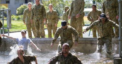 The Deadly Choices team on the Gallopoli Barrakcs obstacle course in Brisbane. Story by Captain Jesse Robilliard. Photo by Private Hamid Farahani.