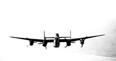 A Lancaster bomber of 463 or 467 Squadron RAAF over England in 1945. File photo.