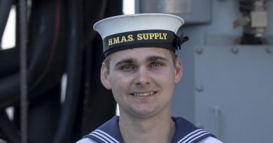 Able Seaman Cody McNulty on board HMAS Supply during her commissioning ceremony at Fleet Base East in Sydney. Story by Lieutenant Jessica Craig. Photo by Sergeant Catherine Kelly.