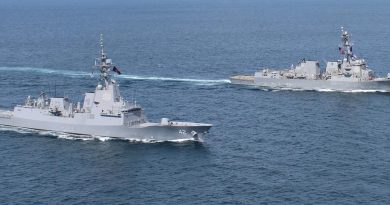 HMAS Sydney and USS John Finn conduct a passage exercise in the Southern California Exercise Area in the United States.