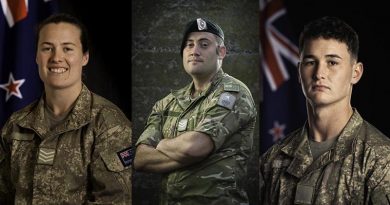 Corporal Jessica Healey-Render, Corporal Charles Munns, Private Maddison Van Sitter – all recognised for their actions following a deadly rocket attack at Taji Military Camp in March 2020. NZDF photo.