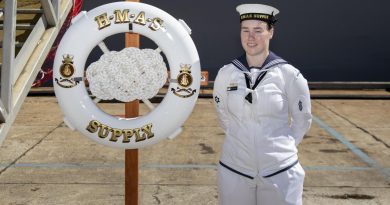 Able Seaman Lily Philips during the commissioning ceremony for HMAS Supply at Fleet Base East in Sydney. Story by Lieutenant Jessica Craig. Photo by Able Seaman Jarryd Capper.