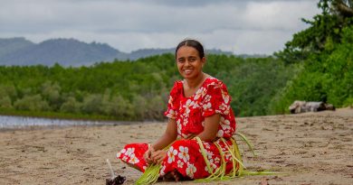 Navy Indigenous Development Program Recruit Isabella Thaiday in traditional dress during the program in Cairns, Queensland. Story by Sub Lieutenant Nancy Cotton. Photo by Matt Bentley.