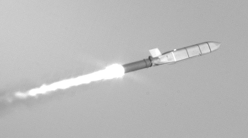 A Lockheed Martin Long Range Anti-Ship Missile – Surface Launch (LRASM SL) variant in flight. Photo supplied byLockheed Martin.