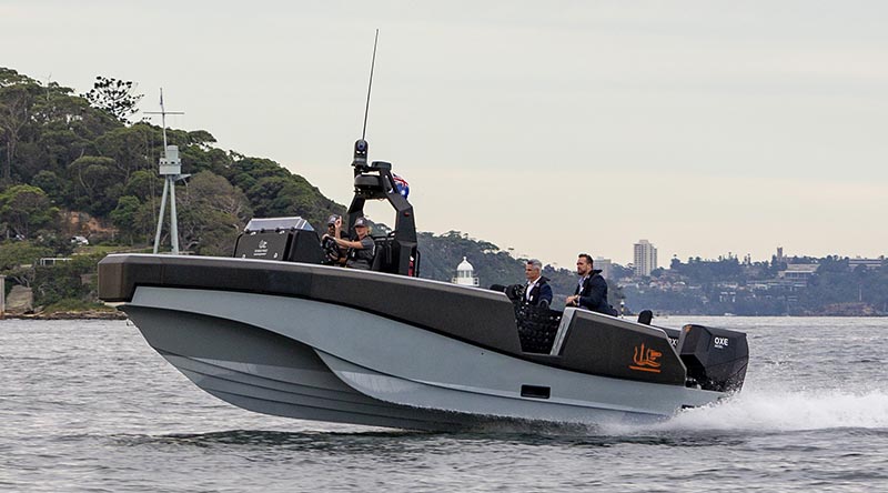 The Whiskey Project Group's tactical watercraft conducts trials on Sydney Harbour. Photo by Able Seaman Benjamin Ricketts.