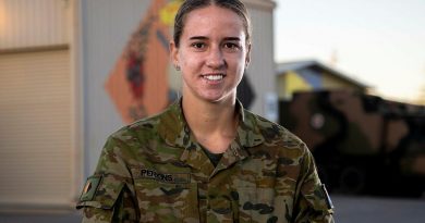 Corporal Zoe Perkins in Geraldton, WA, during Tropical Cylone Seroja recovery. Story by Captain Zoe Griffyn. Photo by Leading Seaman Kieren Whitele.