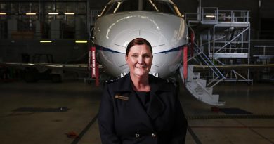 Head of Air Force Capability Air Vice-Marshal Catherine Roberts at No 34 Squadron. Photo by Corporal Veronica O'Hara.