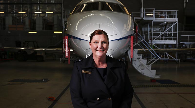 Head of Air Force Capability Air Vice-Marshal Catherine Roberts at No 34 Squadron. Photo by Corporal Veronica O'Hara.