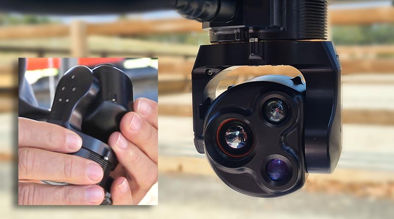 AVT's CM62 Micro Gimbal and inset for sense of size. Images supplied.