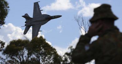 A US Navy F/A-18E Super Hornet from Strike Fighter Squadron 27 conducts a show of force during Exercise Black Dagger 2017. Photo by Sergeant Kirk Peacock.