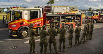 Members of 2/14 Light Horse Regiment (Queensland Mounted Infantry) receive a briefing from the Queensland Fire and Emergency Services during Exercise Incendium on the Sunshine Coast. Story by Captain Jesse Robilliard. Photo by Sergeant Brendan Davis.