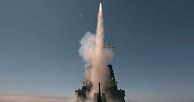 An Evolved Sea Sparrow Missile is fired from HMAS Sydney for the first time during Sydney’s sea qualification trials off the coast of the United States. Story by Lieutenant Commander Benjamin King. Photo by Matt Skirde.