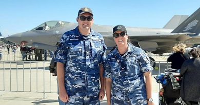 Leading Aircraftman Will Pinkerton and Leading Aircraftwoman Kate King at Avalon Air Show, Victoria.