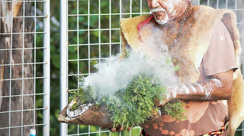 A traditional smoking ceremony has cleansed the site of the $31 million Land 400 Armoured Vehicle Simulation Centre at Lavarack Barracks, Townsville.