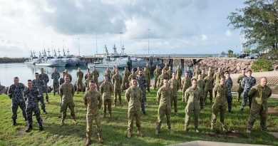Navy and Army personnel from Transit Security Element 100 at HMAS Coonawarra in Darwin, Northern Territory. Story by Lieutenant Gordon Carr-Gregg. Photo: by Petty Officer Peter Thompson.
