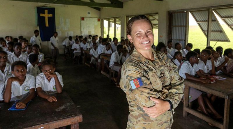Remote Installation Commander Lieutenant Amy Rowlings visits Windua High School in South West Bay. Story and photo by Corporal Olivia Cameron.