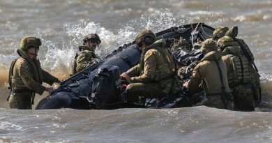 Australian Army soldiers from the 3rd Combat Engineer Regiment deploy a Zodiac rigid inflatable boat during Exercise Thunder Strike in Townsville, Queensland on 20 May 2021. Story by Captain Diana Jennings. Photo by Corporal Sagi Biderman.