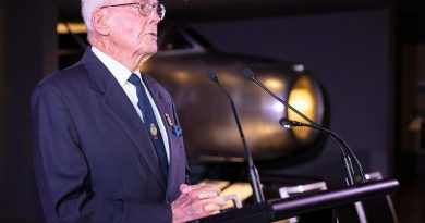 Former chief of naval personnel Rear Admiral Guy Griffiths (retd) at the launch of his biography, Guy Griffiths: The Life & Times of an Australian Admiral, at the Australian War Memorial. Story by Lieutenant Sarah Rohweder. Photo by Petty Officer Bradley Darvill.