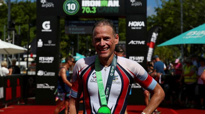 Captain Daniel Judd was the first ADF member across the line in the 70.3 half Ironman in Cairns and second overall in the 45-49 age group. Story and photo by Warrant Officer Class 2 Max Bree.