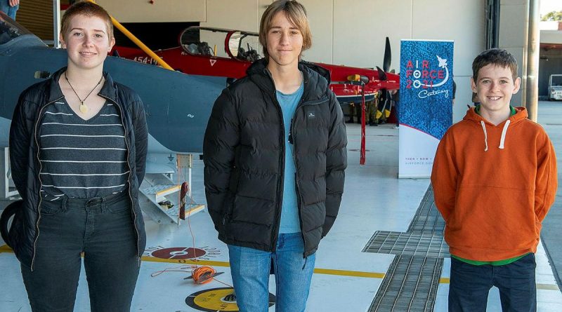 Larni-Mai Ramsell, left, Luke Roecker and Heath Caldwell, from Albany, Western Australia, are provided a behind-the-scenes tour of RAAF Base Pearce. Story by Peta Magorian. Photo by Sergeant Gary Dixon.