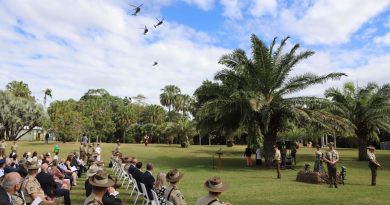 Army soldiers past and present of those killed and several personnel injured in the 1996 Black Hawk helicopter training accident for a commemorative service in Townsville to mark the accident’s 25th anniversary. Photo by Trapper Lisa Sherman.