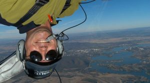 Colonel (Retd) Dave Hayes over Canberra. Photo by Brian Hartigan.