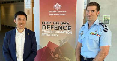 Hing Wah Kwok and Sergeant William Gill presenting to the Defence Senior Leadership Group.