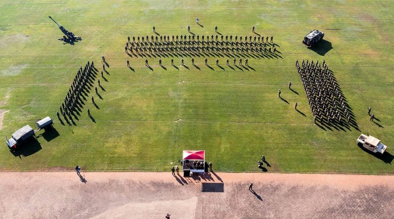 Members of the Japan Ground Self-Defense Force, United States Marine Corps and the Australian Army take part in the opening ceremony of Exercise Southern Jackaroo at Robertson Barracks. Story by Private Jacob Joseph. Photo by Corporal Rodrigo Villablanca.