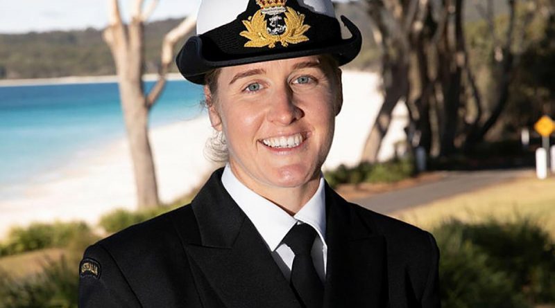 Nursing officer and New Entry Officers Course 64 graduate Lieutenant Laura McRae at HMAS Creswell, Jervis Bay, New South Wales. Story by Lieutenant Sarah Rohweder. Photo by Petty Officer Justin Brown.