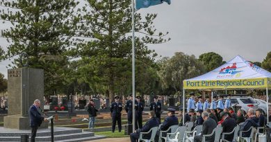 Air Force personnel and members of the Port Pirie community commemorate the 80th anniversary of the loss of 22 aircrew under training at Port Pirie during World War II at Port Pirie Cemetery, SA. Story by Flight Lieutenant Nat Giles. Photo by Corporal Brenton Kwaterski.