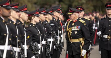 Governor-General General (Retd) David Hurley inspects the Corps of Staff Cadets during the Trooping of the Queen's Colour parade at the Royal Military College - Duntroon, Canberra. Photo by Lauren Larking.