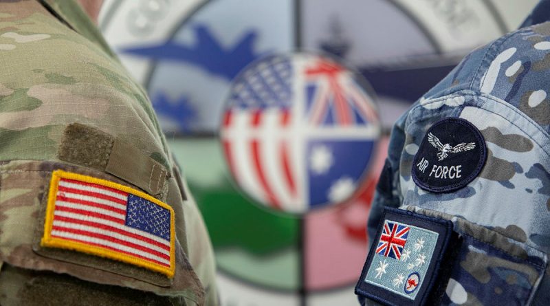 Australian and the United States members at the Exercise Talisman Sabre 2021 opening ceremony, held at RAAF Base Amberley, Queensland. Story by Flight Lieutenant Clarice Hurren. Photo by Sergeant Peter Borys.