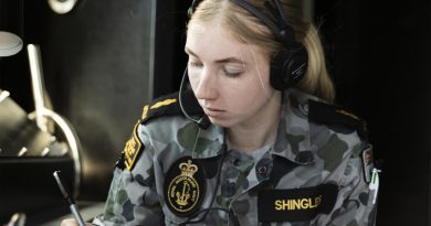 Able Seaman Communications and Information Systems Tamara Shingles communicates with ships in company, as HMAS Brisbane conducts replenishment at sea approach off the coast of Queensland, during Exercise Talisman Sabre 2021. Story by Lieutenant Sarah Rohweder. Photo by LSIS Daniel Goodman.