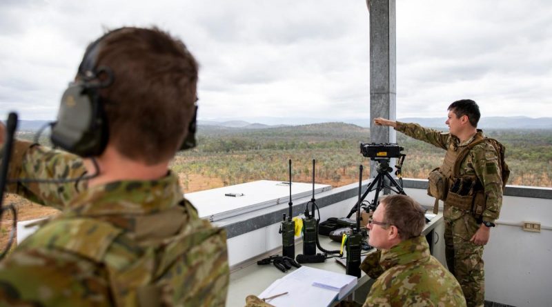 Australian Army Joint Terminal Attack Controllers and New Zealand Army personnel confirm target coordinates while conducting training serials at the Townsville Field Training Area in QLD, during Exercise Talisman Sabre 2021. Story by Flight Lieutenant Chloe Stevenson. Photo by Leading Aircraftwomen Emma Schwenke.