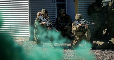 Australian Army soldiers from Battlegroup Eagle conduct a clearance of an enemy camp, at Townsville Field Training Area, Queensland, during Exercise Talisman Sabre 2021. Story by Captain Diana Jennings. Photo by Corporal Brandon Grey.