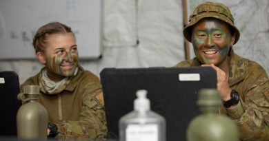 Australian Army soldier Corporal Rhian Mears (right) from Headquarters 3rd Brigade is deployed as a command support clerk to Townsville field training area, Queensland, during Exercise Talisman Sabre 2021. Story by Captain Diana Jennings. Photo by Corporal Brandon Grey.