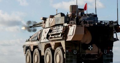 Soldiers from the 2nd/14th Light Horse Regiment (Queensland Mounted Infantry) conduct a live-fire shoot from a Boxer combat reconnaissance vehicle at the Wide Bay Training Area, Queensland. Story by Captain Jesse Robilliard. Photo by Leading Aircraftman John Solomon.